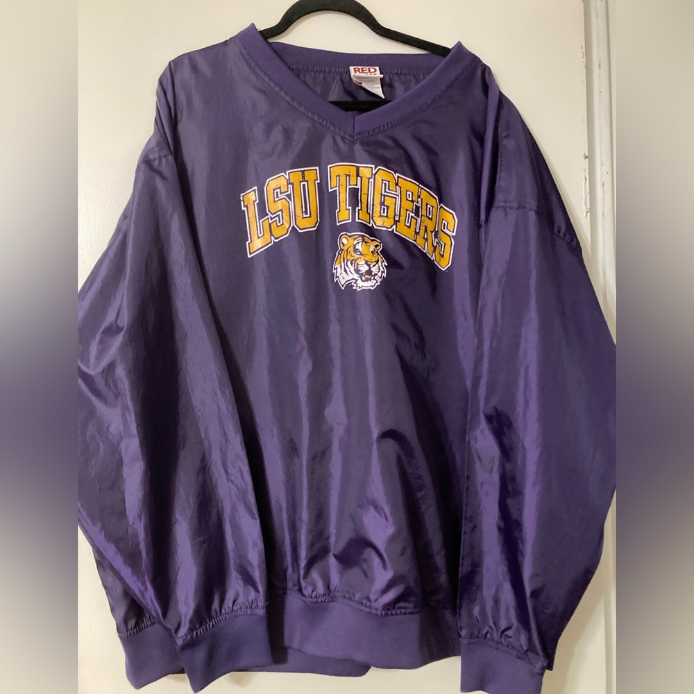 Vintage LSU TIGERS Pullover Jacket Windbreaker Red Oak Size 2XL